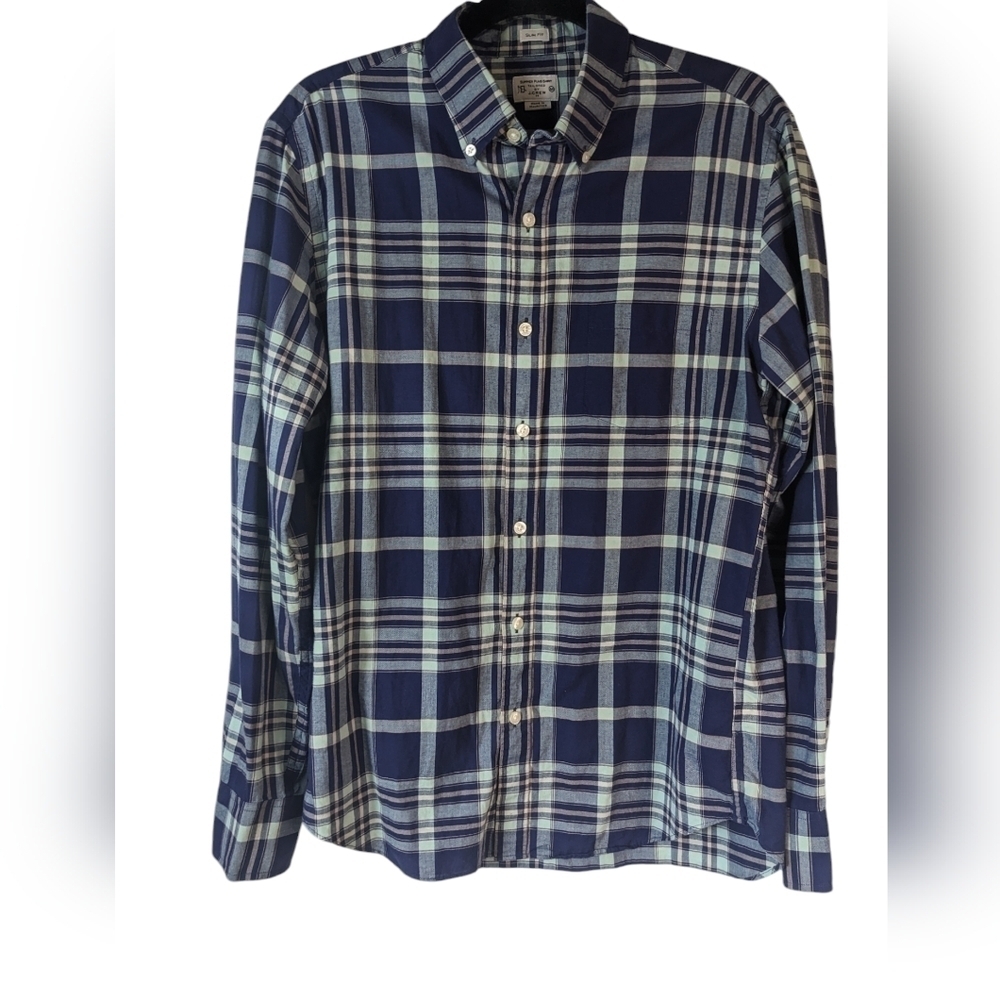 J Crew men's plaid dress shirt Western  size M